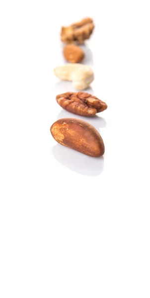 Mix Culinary Nuts White Background — Stock Photo, Image
