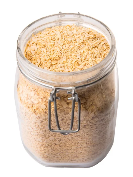 Grão Inteiro Pequeno Almoço Cereal Frasco Vidro Sobre Fundo Branco — Fotografia de Stock