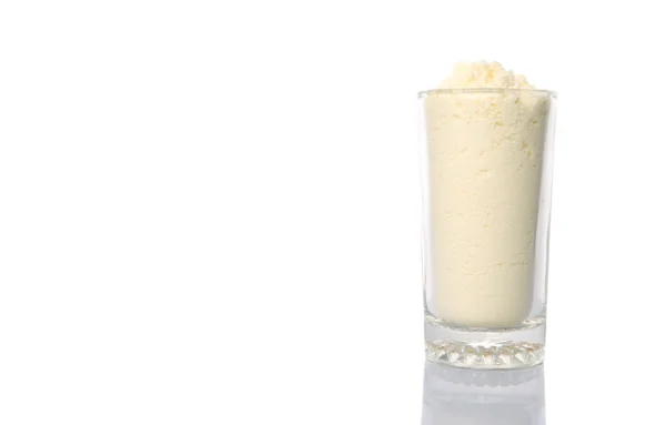 Leche Entera Polvo Vaso Sobre Fondo Blanco — Foto de Stock