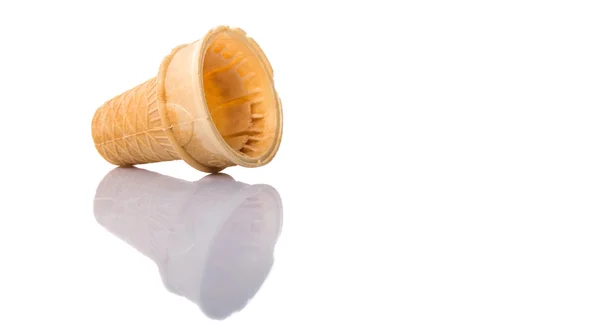 Empty Ice Cream Cone Cup White Background — Stock Photo, Image