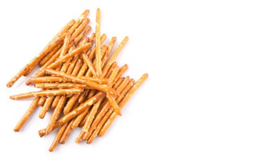 Brown, lezzetli simit beyaz arka plan üzerinde sopa.