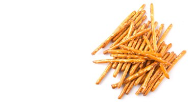 Brown, lezzetli simit beyaz arka plan üzerinde sopa.