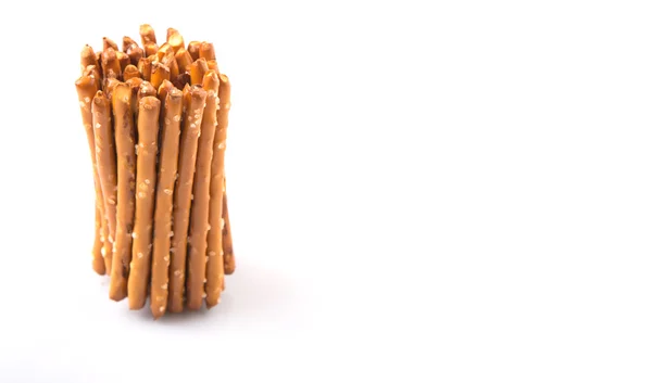 Brown Delicious Pretzel Sticks White Background — Stock Photo, Image