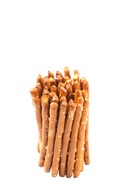 Brown Delicioso Pretzel Varas Sobre Fundo Branco — Fotografia de Stock