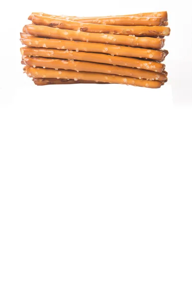 Brown Delicious Pretzel Sticks White Background — Stock Photo, Image