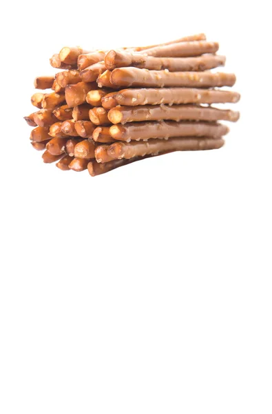 Brown Delicious Pretzel Sticks White Background — Stock Photo, Image