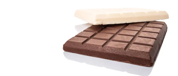 White Dark Brown Chocolate Bars White Background — Stock Photo, Image
