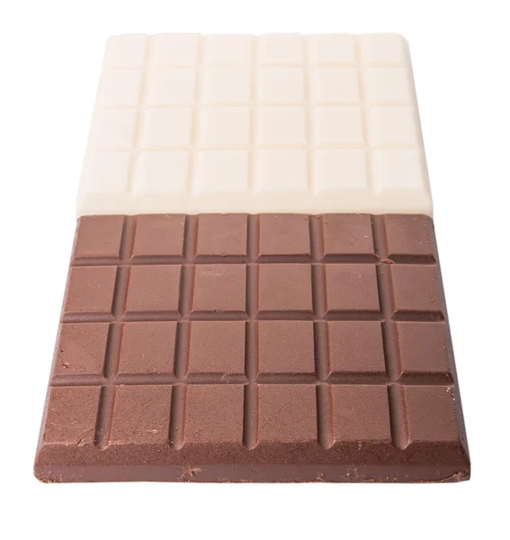 Barres Chocolat Blanc Brun Foncé Sur Fond Blanc — Photo