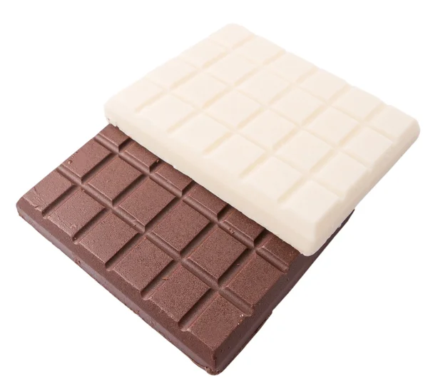 Witte en donkere bruine chocolade — Stockfoto