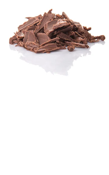 Donker Bruin Chocoladestukjes Witte Achtergrond — Stockfoto