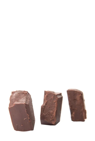 Piezas Chocolate Marrón Oscuro Sobre Fondo Blanco —  Fotos de Stock