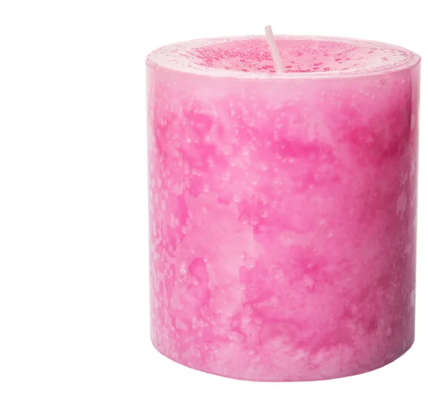 Vela Aromática Color Rosa Sobre Fondo Blanco — Foto de Stock