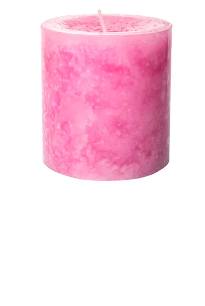 Vela Aromática Color Rosa Sobre Fondo Blanco — Foto de Stock