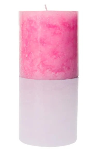 Růžové Barevné Aromatická Svíčka Nad Bílým Pozadím — Stock fotografie