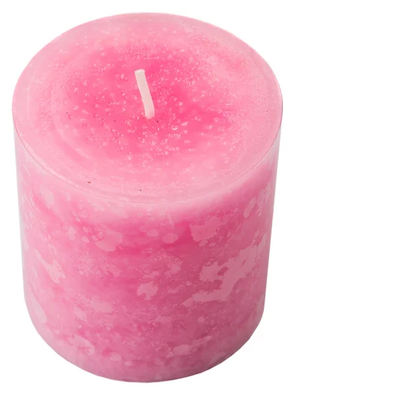 Roze Gekleurde Aromatische Kaars Witte Achtergrond — Stockfoto