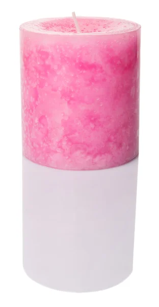 粉红色彩色芳香蜡烛在白色背景下 图库图片