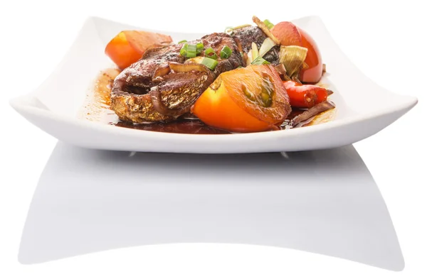 Малайзійський Блюдо Глибокі Смажені Скумбрія Форель Соєвим Соусом — стокове фото