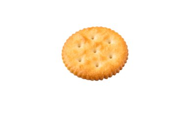 Beyaz arka plan üzerinde yuvarlak tuzlu kraker