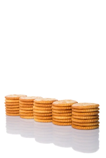 Round Salted Crackers — Stock Photo, Image