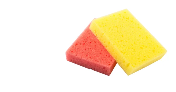 Red Yellow Dish Washing Sponge White Background — Stock Photo, Image