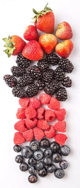 Strawberry Blackberry Blueberry Raspberry White Background — Stock Photo, Image