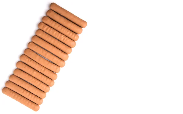 Biscoito Dedo Revestido Chocolate Sobre Fundo Branco — Fotografia de Stock