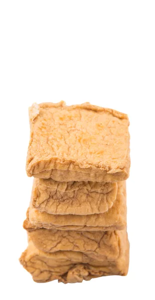 Hemmagjord Stekt Tofu Över Vit Bakgrund — Stockfoto
