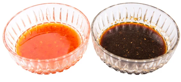 Hausgemachte Sojasauce und Chilisoße — Stockfoto