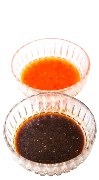 Ev yapımı soya sosu ve Chili Sos — Stok fotoğraf