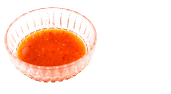 Salsa Chile Casera Tazón Sobre Fondo Blanco — Foto de Stock