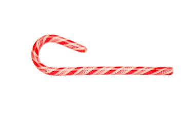 Geleneksel Noel kırmızı ve beyaz şerit şeker kamışı beyaz arka plan üzerinde