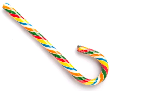 Wielobarwny Christmas Candy Cane Białym Tle — Zdjęcie stockowe