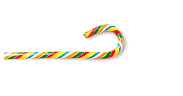 Wielobarwny Christmas Candy Cane Białym Tle — Zdjęcie stockowe