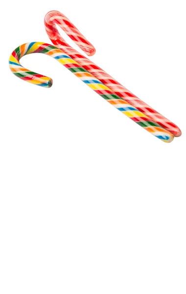 Traditionell Jul Röda Och Vita Och Mångfärgade Candy Cane Över — Stockfoto