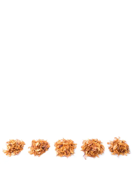 Frittierte Schalotten Zum Garnieren Über Weißem Hintergrund — Stockfoto
