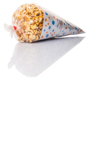 Caramel Popcorn In A Paper Cone — Stock Photo, Image