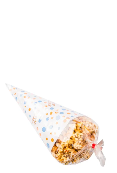 Karamel Popcorn In een papieren conus — Stockfoto