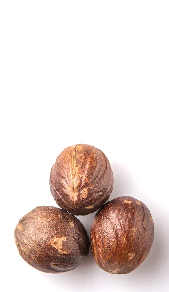 Nutmeg Atas Latar Belakang Putih — Stok Foto