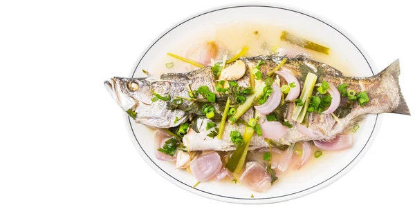 Steamed Asian Bass Fish — Stock Photo, Image