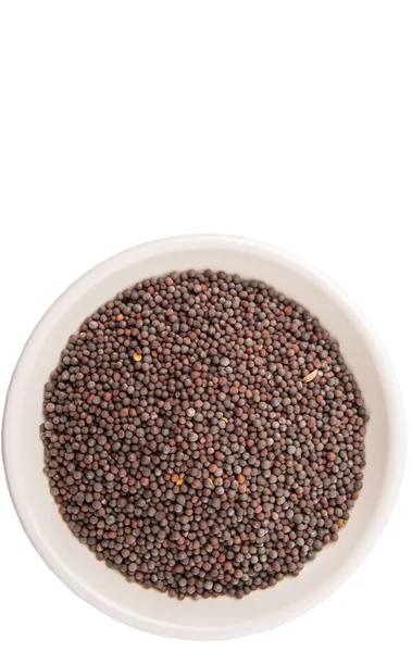 Black Mustard Seed White Bowl White Background — Stock Photo, Image