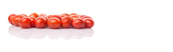 Bita Stora Röda Körsbär Grape Tomat Över Vit Bakgrund — Stockfoto