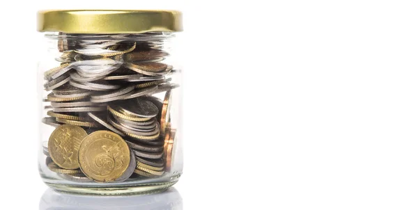 Coins In Mason Jar — Stock Photo, Image