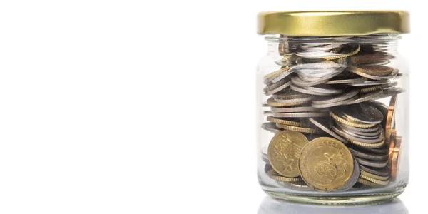 Coins In Mason Jar — Stock Photo, Image