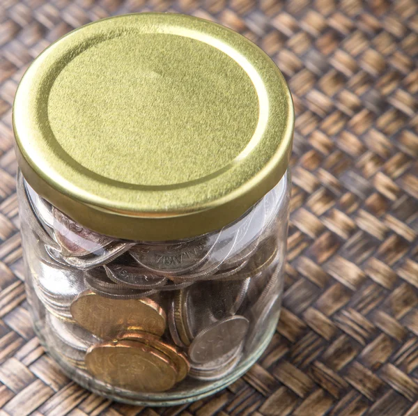 Coins In Mason Jar — Stock Photo, Image