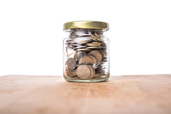 Coins In Mason Jar — Stock Photo, Image