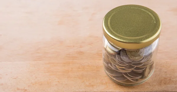 Coins In Mason Jar — Stock Photo, Image