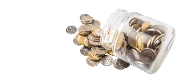 Malaysian Coins In Mason Jar — Stock Photo, Image