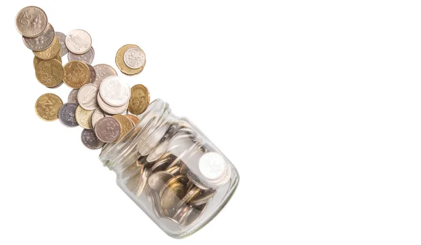 Malaysian Coins In Mason Jar — Stock Photo, Image