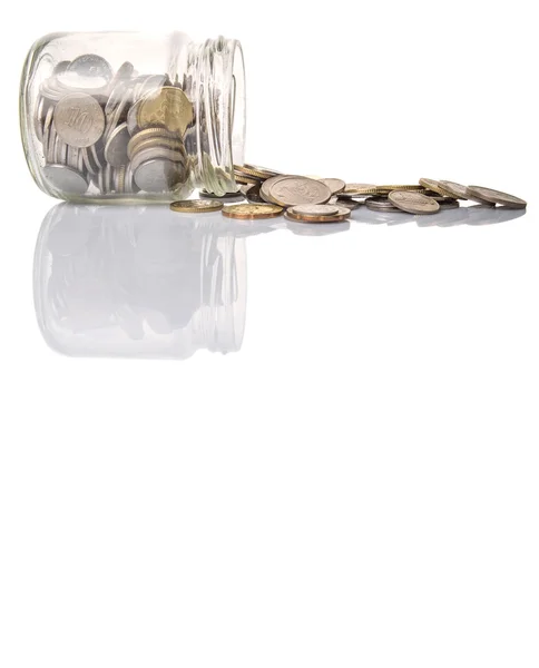 Malaysian Coins In Mason Jar Stock Photo