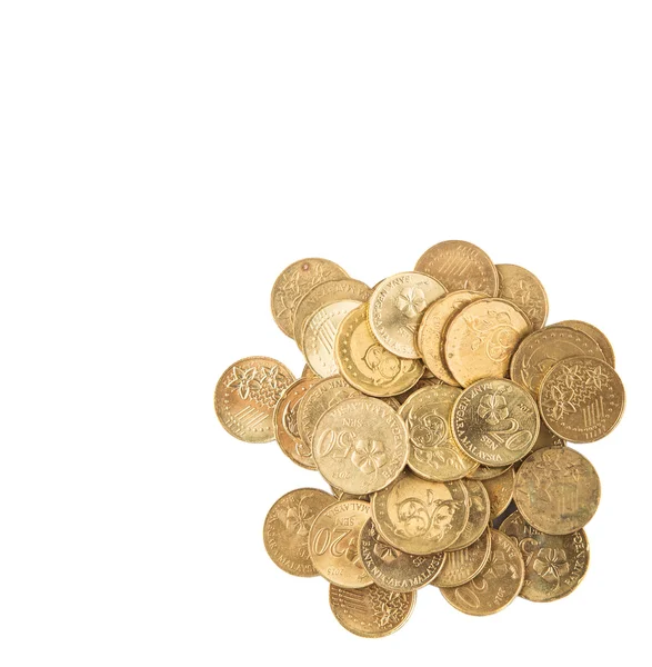 Monete Malesi Sfondo Bianco — Foto Stock